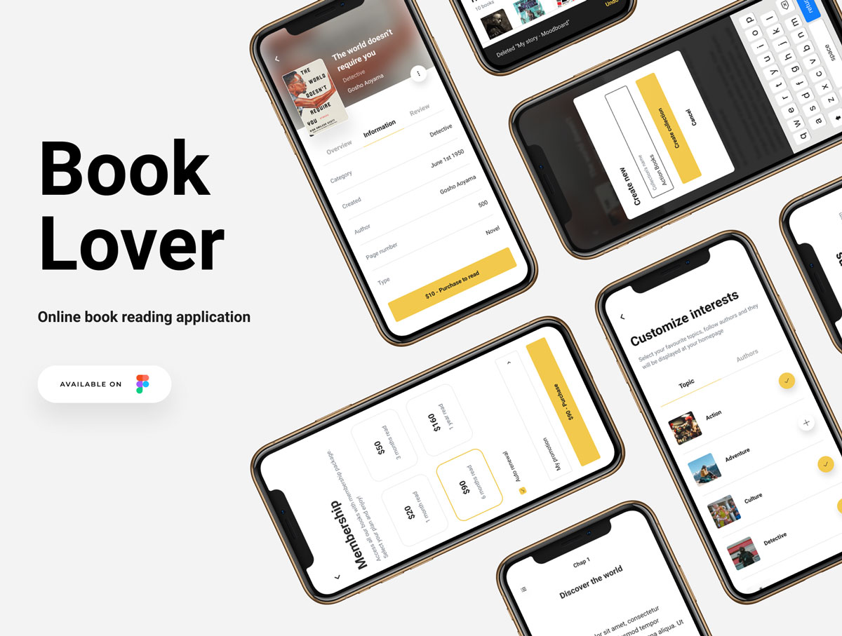Book Lover Reading book online application - Figma Resource