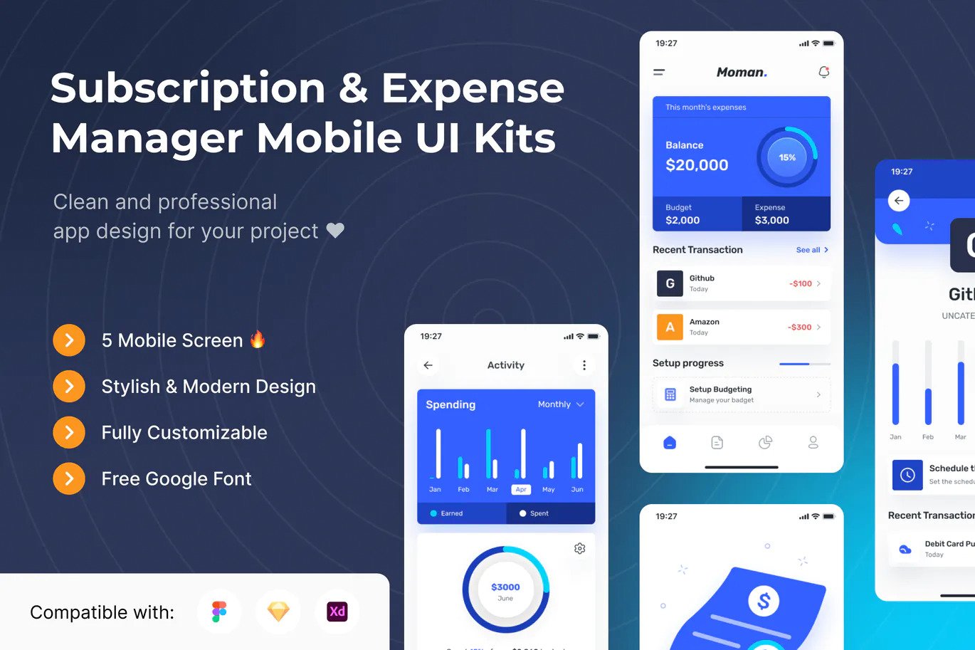 Subscription & Expense Manager Mobile App UI Kits - Figma project