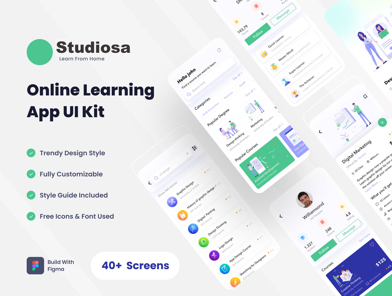 Studiosa - Online Learning Mobile App UIKit - Figma project