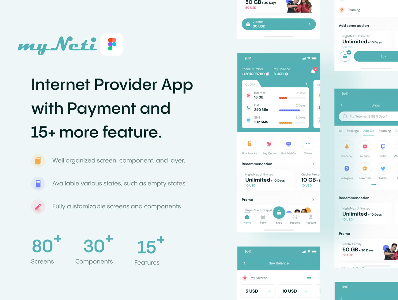 myNeti - Internet Provider App UI Kit - Figma project