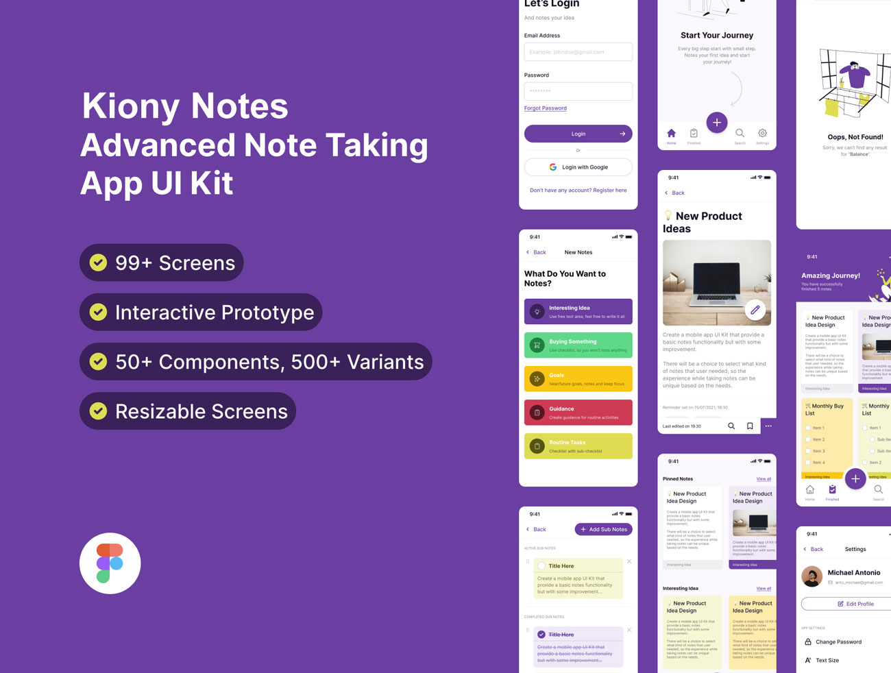 Kyoni Notes - Advanced Note Taking App UI Kit - Figma project