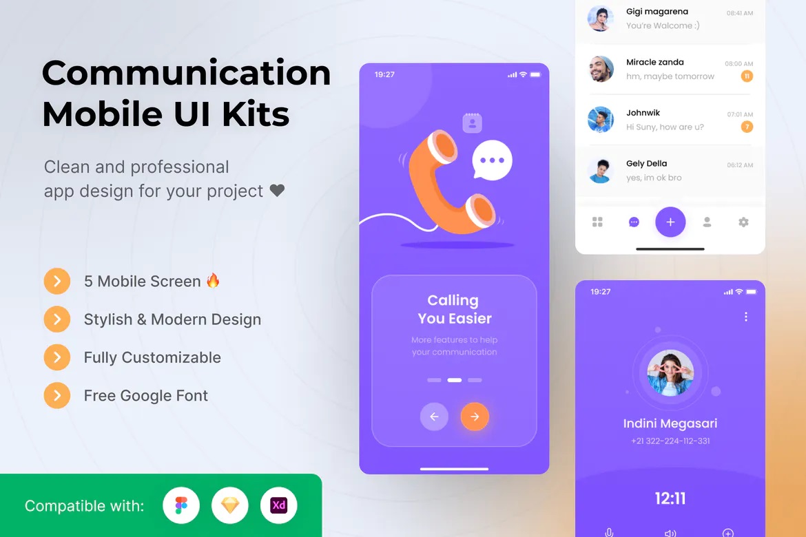 Communication Mobile App UI Kits Template - Figma project