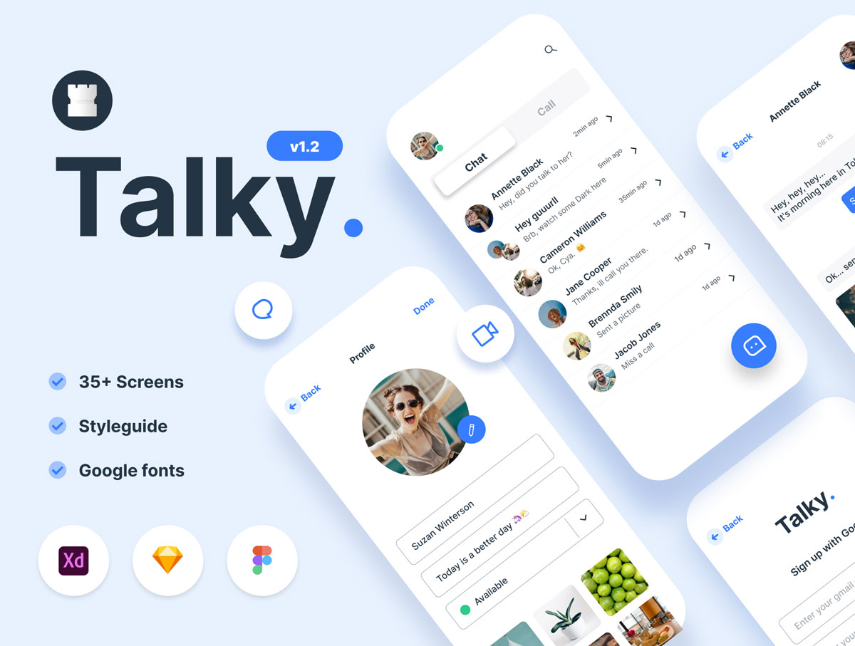 Talky - Chat & Video Messenger App - Figma project