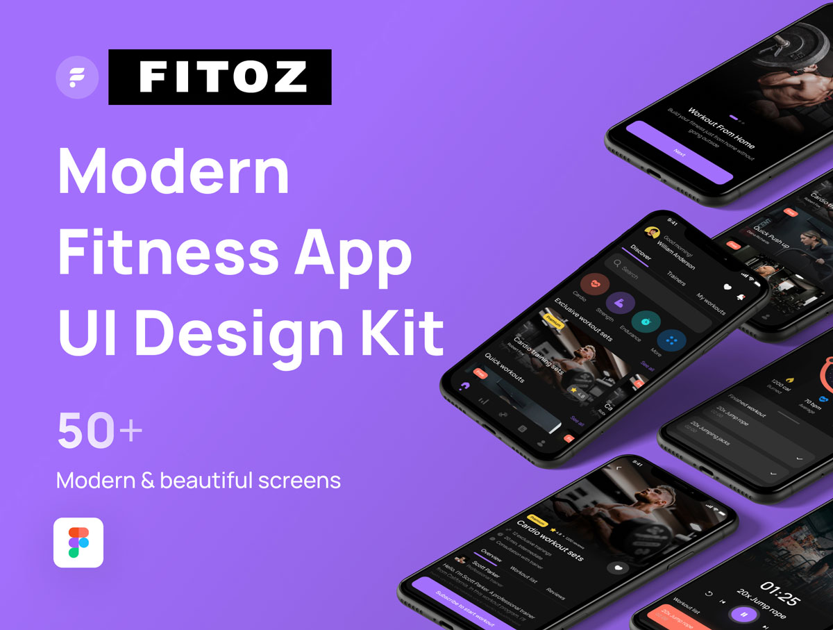 Fitoz App - Modern Fitness App UI Kit - Figma project